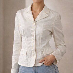 Lauren Ralph Lauren Fitted Blazer Top M Clean Girl Classic American Minimalism